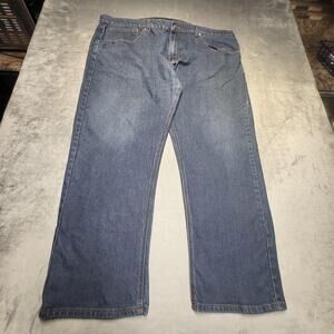 Linea Uomo Jeans Mens 44x32 Blue Relaxed Straight Medium Wash Stretch Fit